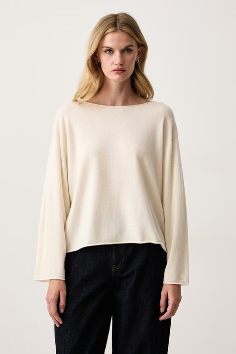 BOSS Orange Sweter damski wełniany C_Faprosa beżowy 50569876