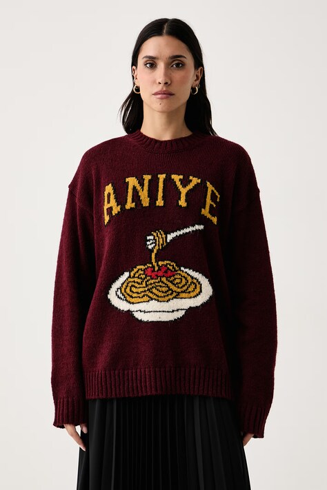 Aniye By Sveter dámsky s prímesou vlny Spaghetti burgundský 181503