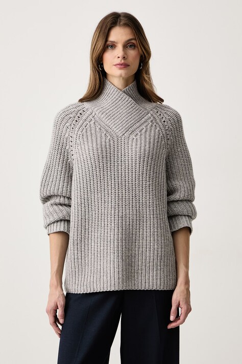 BOSS Sweter damski wełniany Feryssal szary 50571408