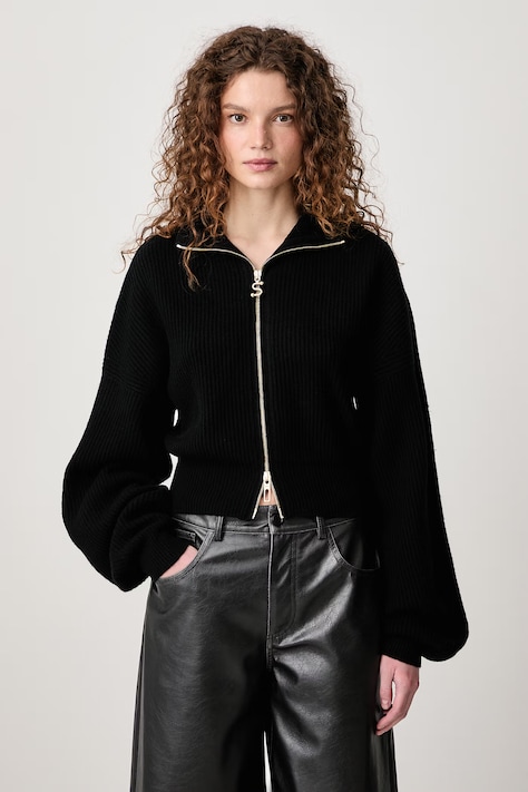Sportmax Balco kardigan damski z dodatkiem kaszmiru czarny 2622346022600