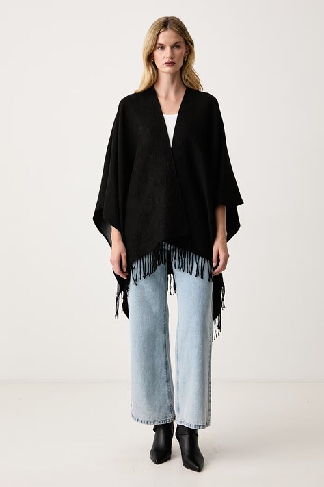 Guess Poncho pentru femei negru AW5660 POL03