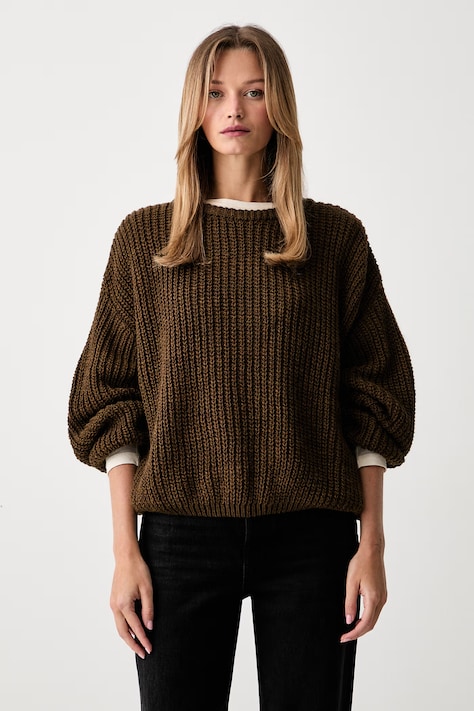 American Vintage sweter damski z wełną brązowy