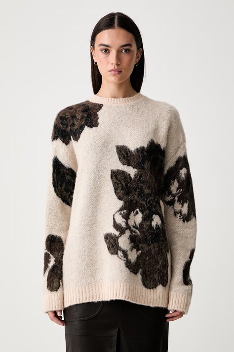 Pinko sweter damski z dodatkiem wełny beżowy 107861 A3P2