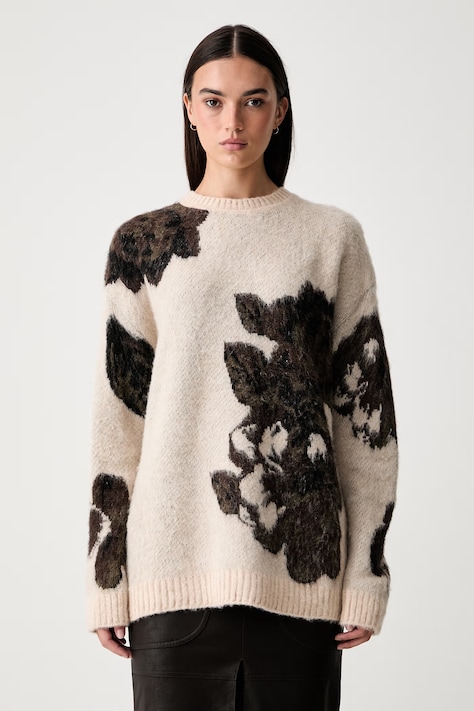 Pinko sweter damski z dodatkiem wełny beżowy 107861 A3P2
