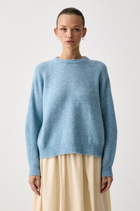 Weekend Max Mara Sweter damski z dodatkiem wełny WKDTUONO niebieski 2625366152600