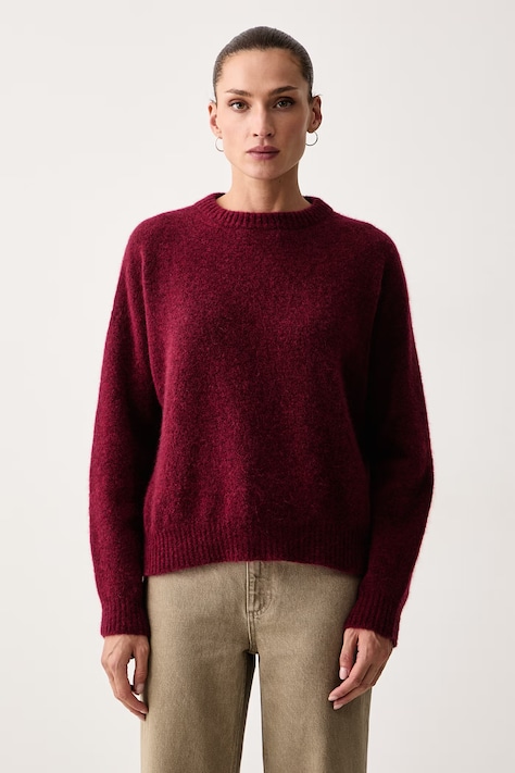 Weekend Max Mara Sweter damski z dodatkiem wełny WKDTUONO bordowy 2625366152600