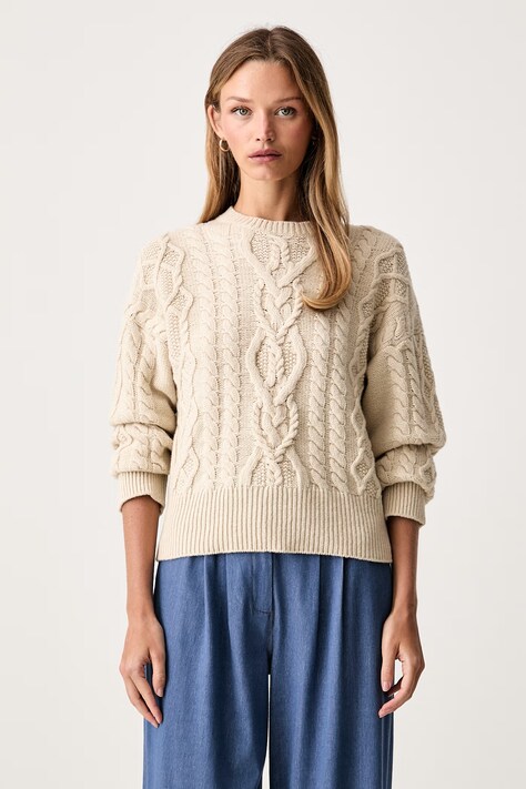 Weekend Max Mara sweter damski wełniany WKDALBEN beżowy 2625366132600