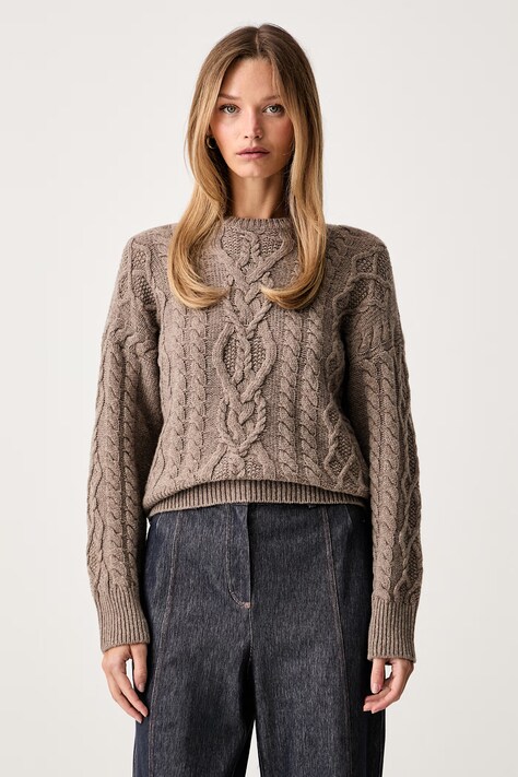 Weekend Max Mara sweter damski wełniany WKDALBEN brązowy 2625366132600