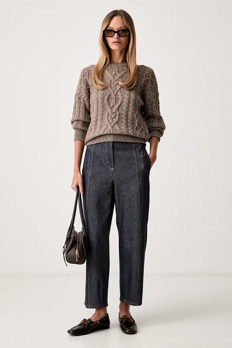 Weekend Max Mara sweter damski wełniany WKDALBEN brązowy 2625366132600