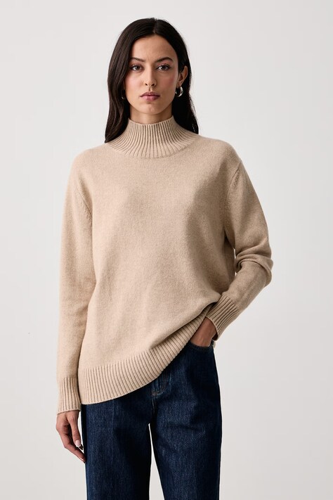 Weekend Max Mara Półgolf damski kaszmirowy WKDELEGIA beżowy 2625366032600