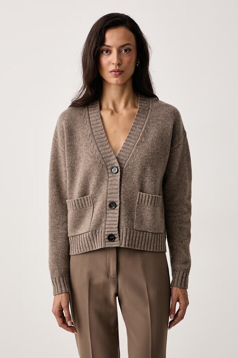 Weekend Max Mara Kardigan damski wełniany WKDFILMATO brązowy 2625346102600