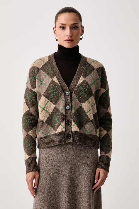 Weekend Max Mara Kardigan damski z wełną WKDABILE brązowy 2625346082600