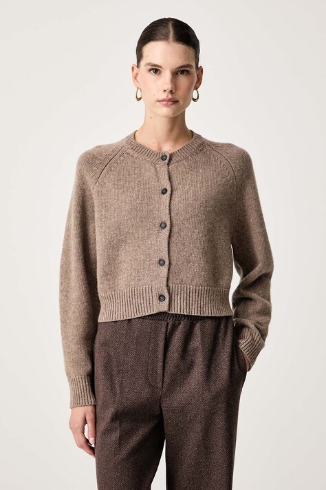 Weekend Max Mara Kardigan damski wełniany WKDOMBROSA brązowy 2625346062600