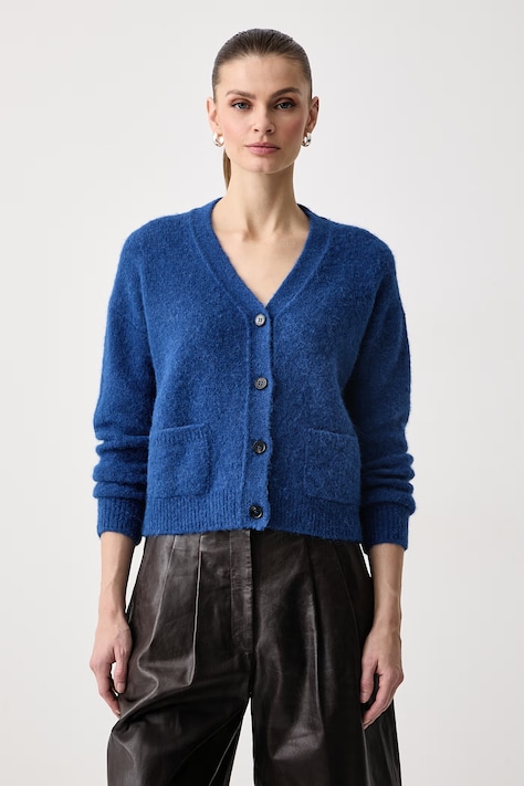 Weekend Max Mara Kardigan damski z dodatkiem wełny WKDGETTATA niebieski 2625346052600
