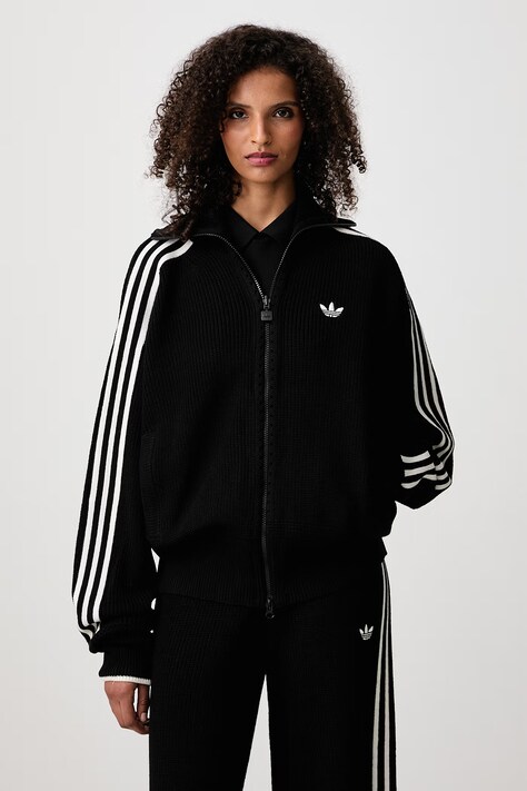 adidas Originals Firebird Chunky Knit sweter rozpinany z wełną merino damski czarny KQ5834