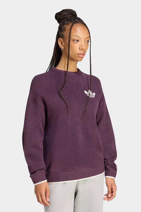adidas Originals Sweter damski z dodatkiem wełny Essentials fioletowy LF6549