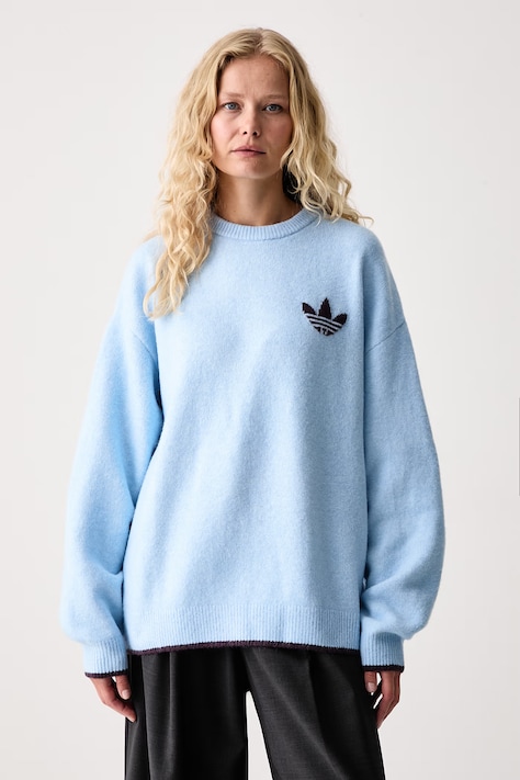 adidas Originals Sweter damski z dodatkiem wełny Essentials niebieski LF6548