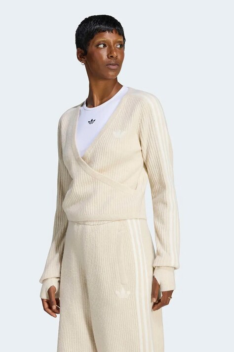 adidas Originals Sweter damski z dodatkiem wełny Adiluna Season 2 x Jennie beżowy LD4840