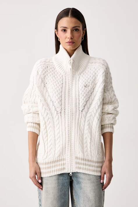 adidas Originals Sweter rozpinany damski Cable Knit Firebird beżowy KT2290