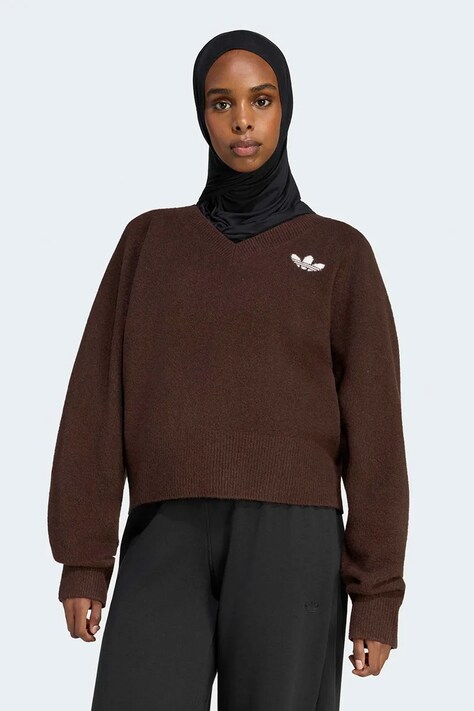 adidas Originals Sweter damski Essentials Knit brązowy IA4444