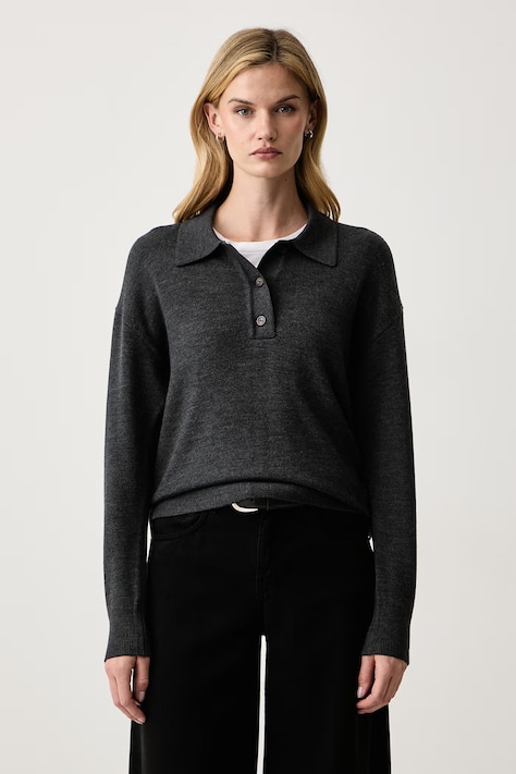 Yuzefi Sweter damski z wełny merino DELARA szary YUZAW26-RW-KN04-18