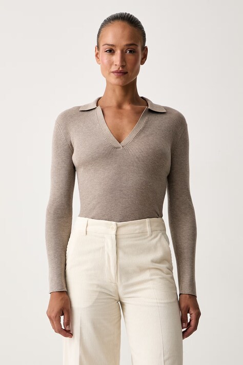 Seventy Venezia sweter damski z dodatkiem wełny beżowy MT4153_990377
