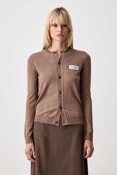 MM6 Maison Margiela kardigan damski z wełną brązowy S52HP0044-M13037