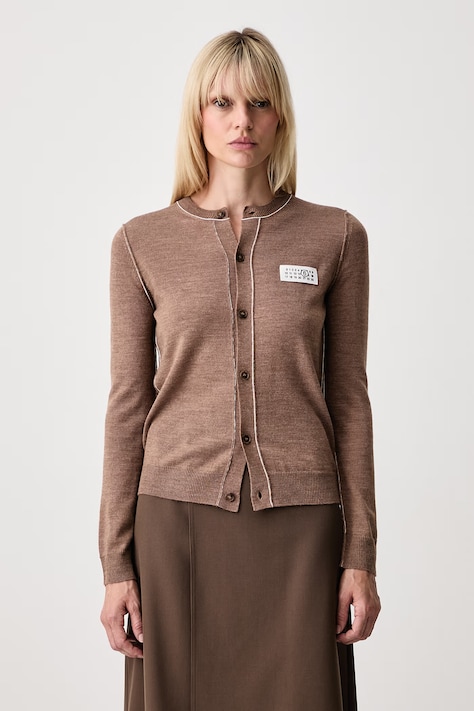 MM6 Maison Margiela kardigan damski z wełną brązowy S52HP0044-M13037