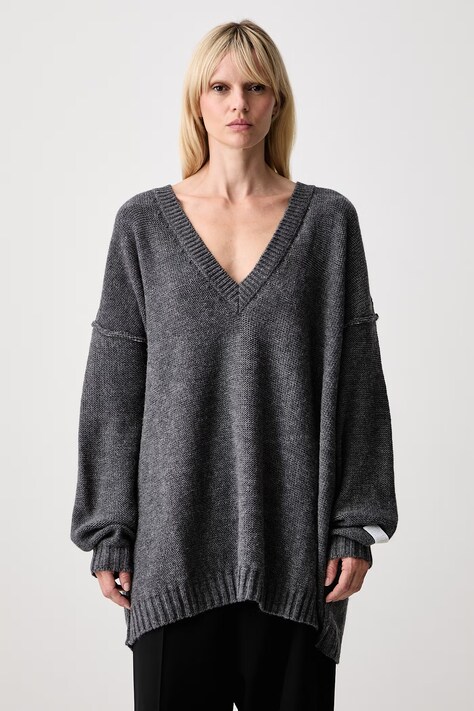 MM6 Maison Margiela sweter damski z wełną szary S52HN0016-M13289