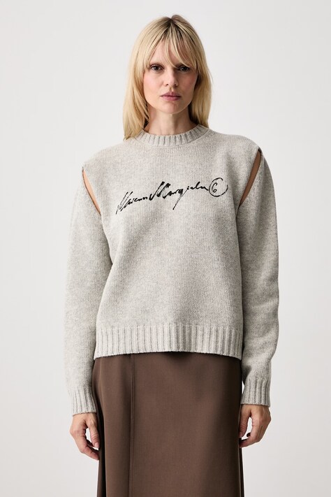 MM6 Maison Margiela sweter damski z wełną szary S52HL0065-M13288