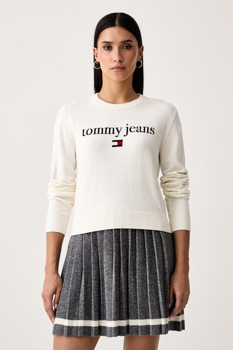Tommy Jeans Sweter damski z dodatkiem wełny beżowy DW0DW23356