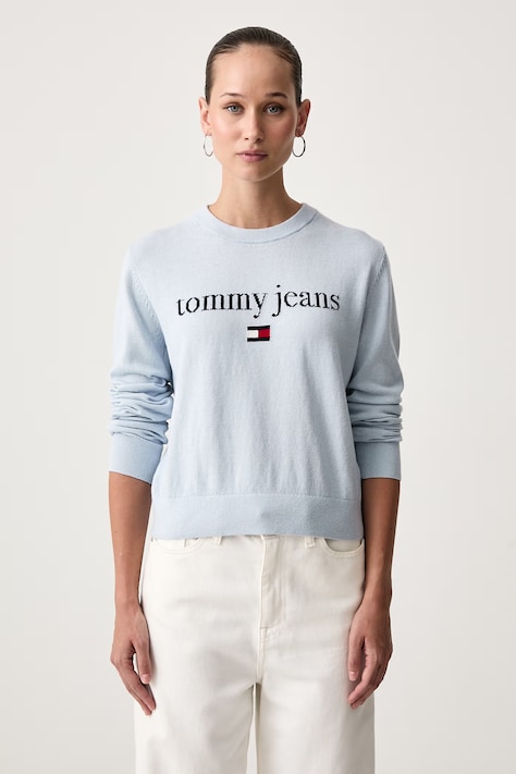 Tommy Jeans Sveter dámsky s prímesou vlny modrý DW0DW23356