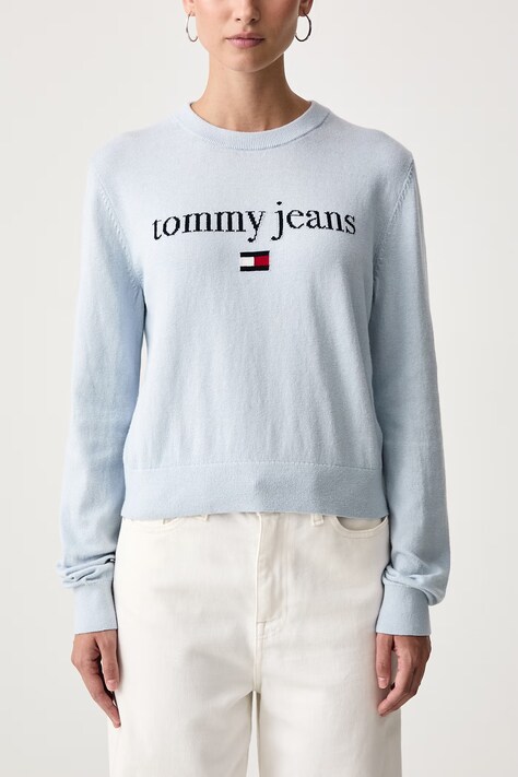 Tommy Jeans Sweter damski z dodatkiem wełny niebieski DW0DW23356