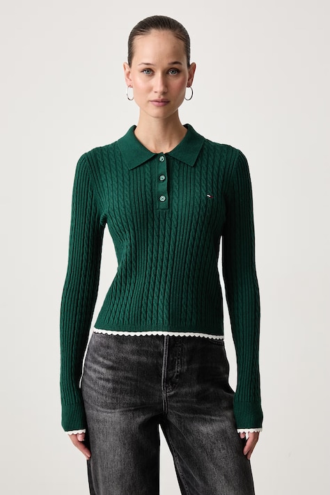 Tommy Jeans Pulover ženski zelen DW0DW23354