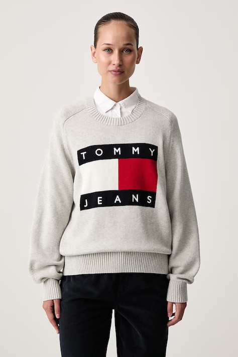 Tommy Jeans Sweter damski z wełną szary DW0DW23450