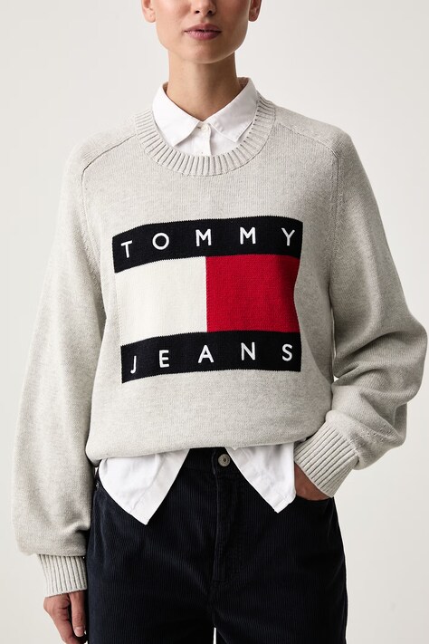 Tommy Jeans Sweter damski z wełną szary DW0DW23450