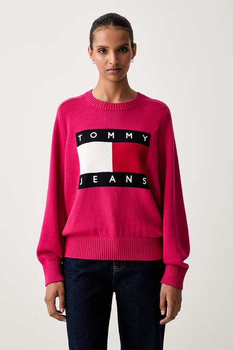 Tommy Jeans sweter damski z wełną różowy DW0DW23450
