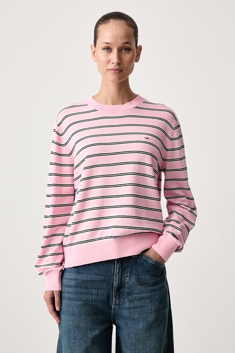 Tommy Jeans Sweter damski bawełniany różowy DW0DW23360