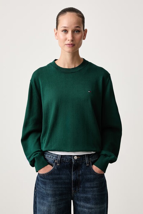 Tommy Jeans Sweter damski bawełniany zielony DW0DW23360