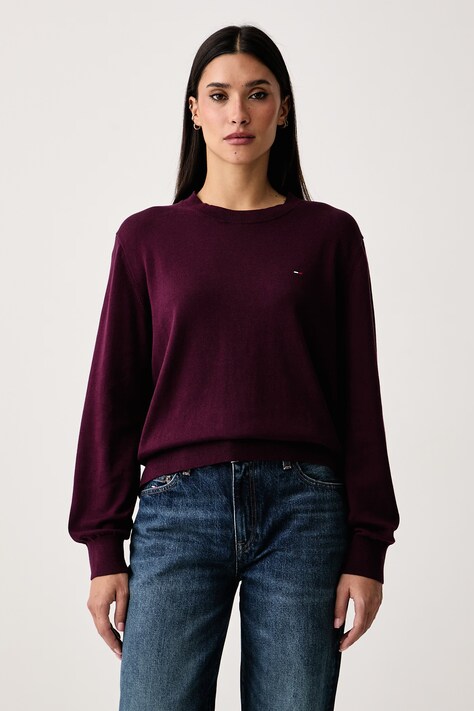 Tommy Jeans Sweter damski bawełniany bordowy DW0DW23360