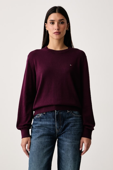 Tommy Jeans Sveter dámsky bavlnený burgundský DW0DW23360