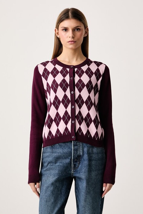 Tommy Jeans Ζακέτα γυναικεία βαμβακερή μπορντό DW0DW23363