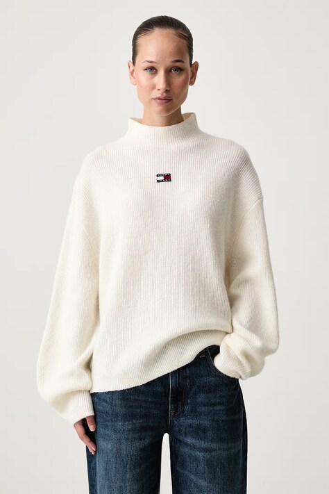 Tommy Jeans Sweter damski z wełną beżowy DW0DW23349
