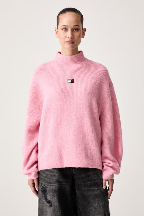 Tommy Jeans Sveter dámsky s vlnou ružový DW0DW23349