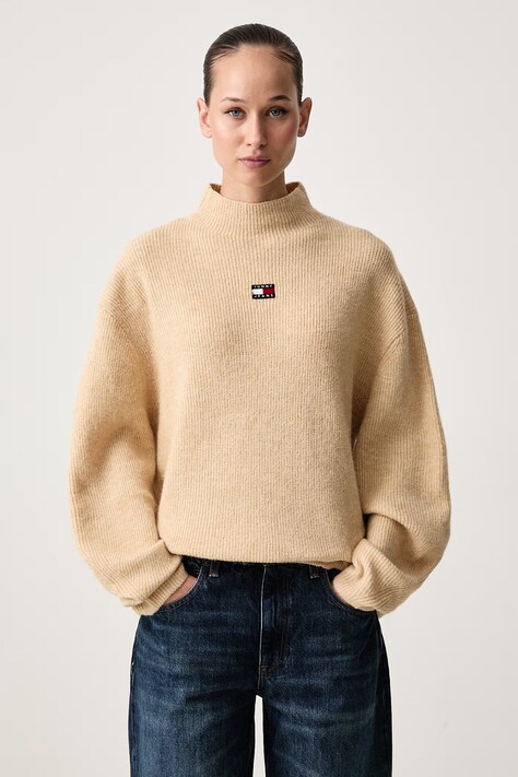 Tommy Jeans Sweter damski z wełną brązowy DW0DW23349