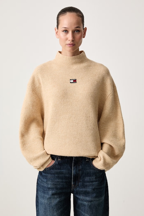Tommy Jeans Sweter damski z wełną brązowy DW0DW23349