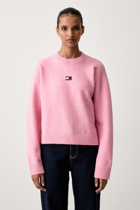 Tommy Jeans sweter damski z dodatkiem wełny różowy DW0DW23831