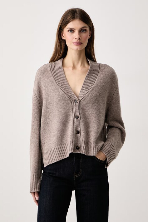 Tommy Hilfiger Kardigan damski z wełną brązowy WW0WW52309