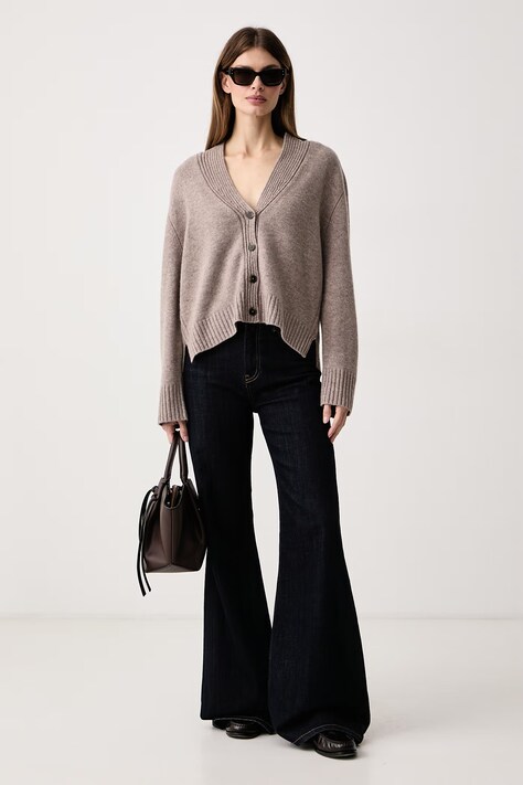 Tommy Hilfiger Kardigan damski z wełną brązowy WW0WW52309