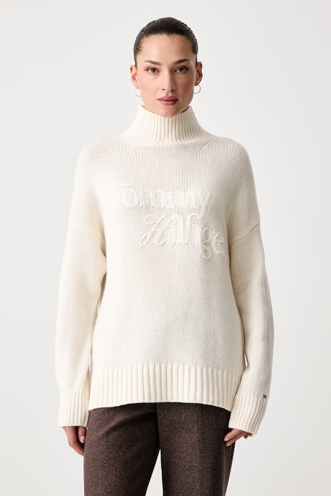 Tommy Hilfiger Пуловер дамски от вълна бежов WW0WW52180